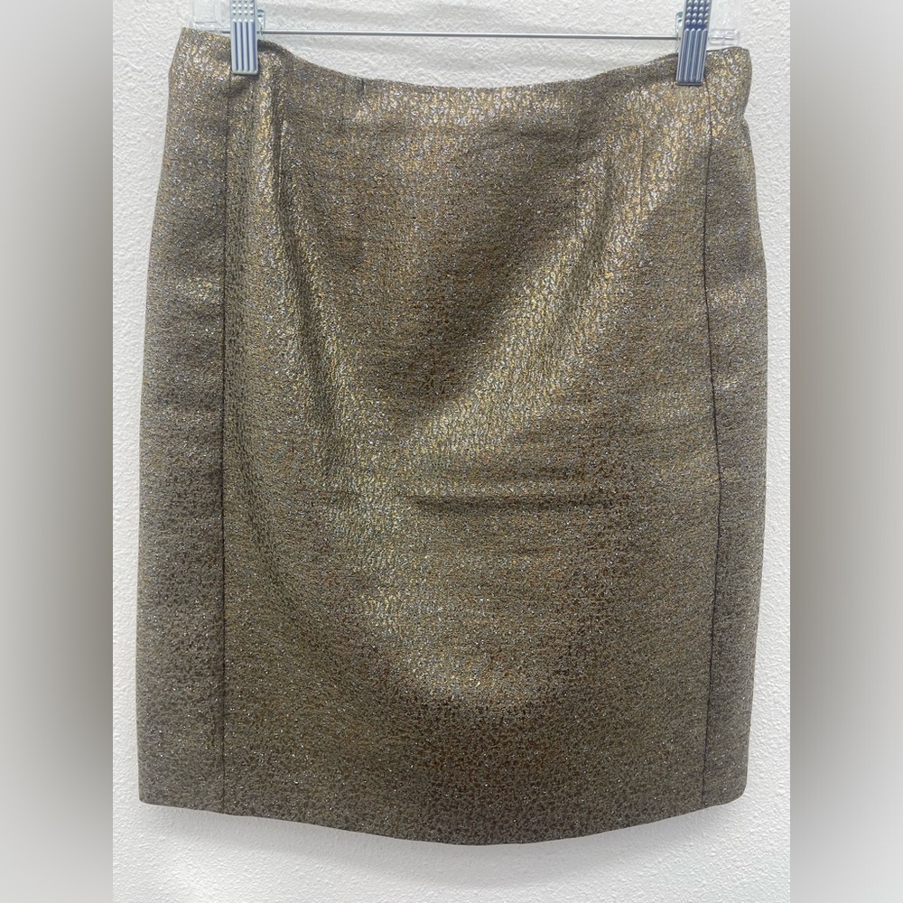 New York & Company Gold Metallic Pencil Skirt
